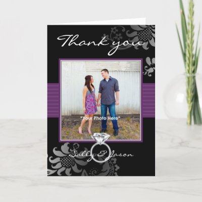 Purple Wedding Ring Photo Thank You Card by claire shearer