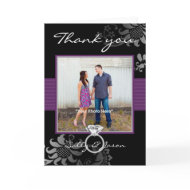 Purple Wedding Ring Photo Thank You Card card