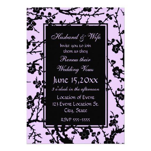 Purple Wedding Vow Renewal Invitation Card
