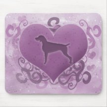 Purple Weimaraner Valentine Mouse Pads