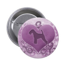Purple Welsh Terrier Valentine Buttons
