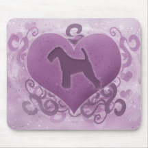 Purple Welsh Terrier Valentine Mouse Pad