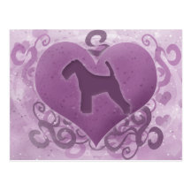 Purple Welsh Terrier Valentine Postcards