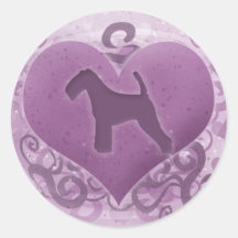Purple Welsh Terrier Valentine Stickers
