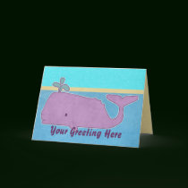 Purple Whale Greeting Card