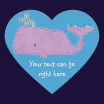 Purple Whale Heart Stickers stickers