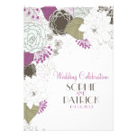 Purple Whimsical Floral Wedding Invitations