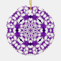 Purple White 2 Designs in 1 Christmas Ornament