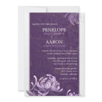 Purple & White Asian Mum Floral Formal Wedding invitation