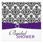 Purple, White, Black Damask Bridal Shower Invite