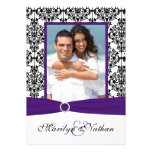 Purple, White, Black Damask Photo Wedding Invite
