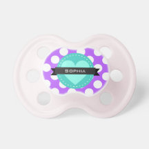 Purple White Blue Polka Dot Pattern Pacifier
