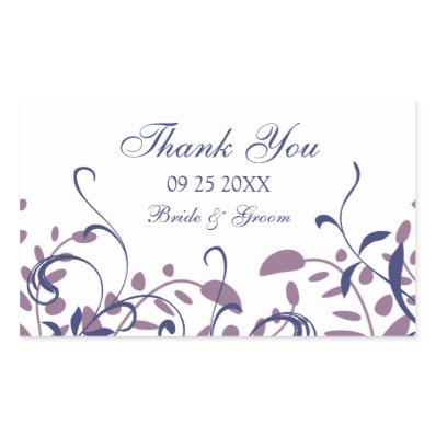 Purple White Blue Thank You Wedding Favor Tags Rectangle Stickers