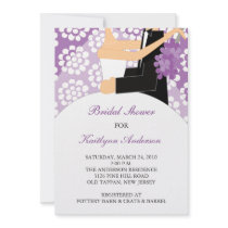 Purple & White Bride Bridal Shower Invitation by celebrateitinvites Purple & White Bride Bridal Shower Invitation