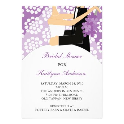 Purple & White Bride Bridal Shower Invitation