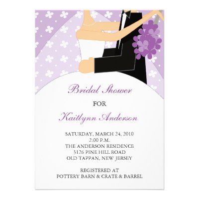 Purple & White Bride Bridal Shower Invitation