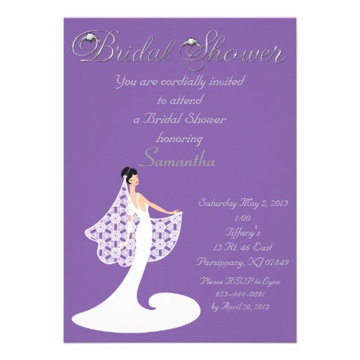 Purple & White Bride Bridal Shower Invitation