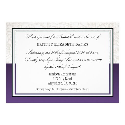 Purple White Calla Lily Bridal Shower Invitations