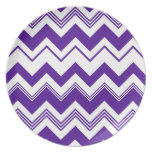 Purple White Chevron Pattern Dinner Plate