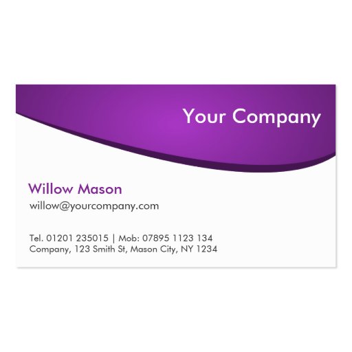 Purple & White Curved, Professional Business Card