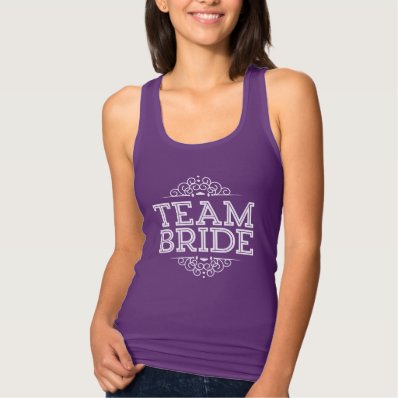 Purple & White Cute Team Bride Wedding Party Gift T-shirts