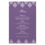 Purple White Damask Arabesque Wedding Menu Card Full Color Flyer