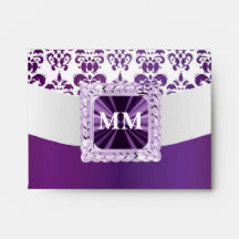 Purple & white damask envelope