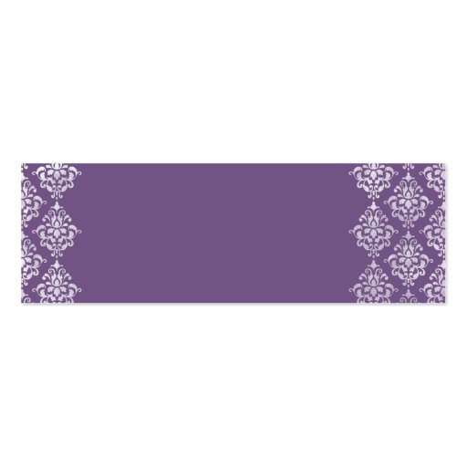 Purple White Damask Floral Wedding Favour Tags Business Cards (back side)