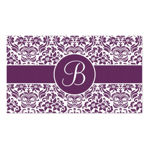 Purple & White Damask Wedding Gift Registry Cards Business Cards (front side)