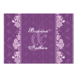 Purple & White Damask Wedding Invitation invitations