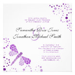 Purple White Dragonfly Pointilism Custom Wedding Invitation