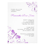 Purple White Dragonfly Pointillism Bridal Shower Announcement