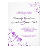 Purple White Dragonfly Pointillism Custom Wedding Custom Invites