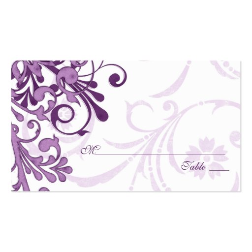 Purple White Floral Wedding Place or Escort Cards Business Card Template
