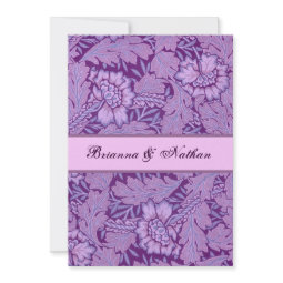 Purple & White Flower Damask Wedding Invitation invitation