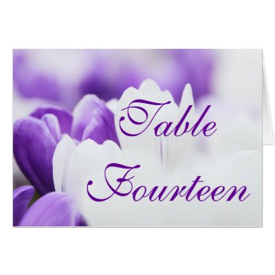 Purple White Flower Wedding Table Number Cards by ZazzleBusinessCards