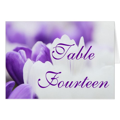 Purple & White Flower - Wedding Table Number Cards card