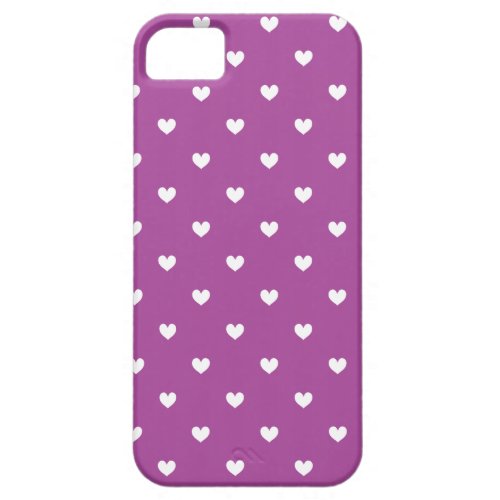 Purple & White Hearts Pattern iPhone 5 Case