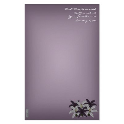 Purple & White Lillies Customized Stationery