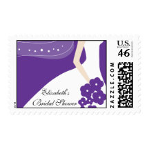 Purple / White Modern Bride Bridal Shower Stamp