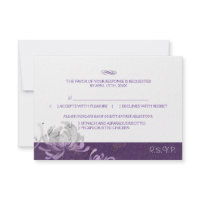 Purple & White Mum Floral Wedding RSVP (3.5x5) invitation