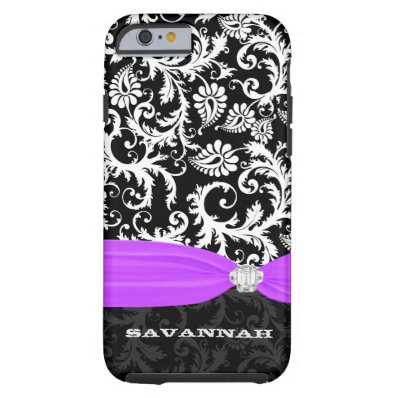 Purple White Plus Any Color Damask Printed Crystal Tough iPhone 6 Case