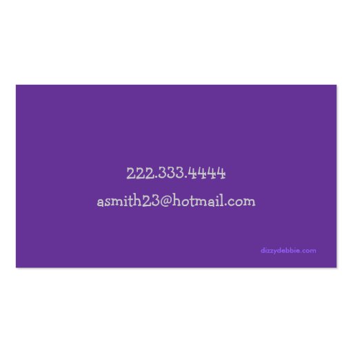 Purple & White Polka Dot Girl's Play Date Card Business Card Template (back side)