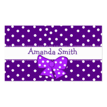 Purple & White Polka Dot Girl's Play Date Card Business Card Template
