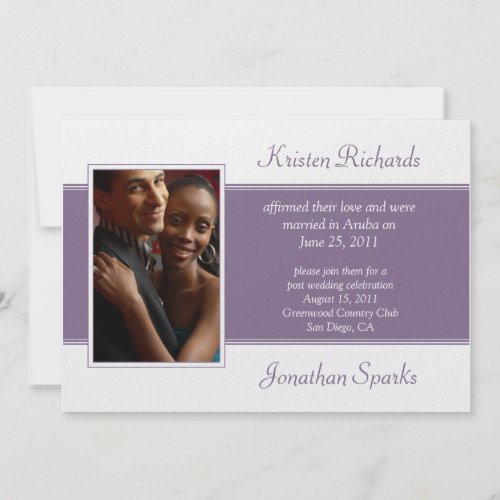 Purple White Post Wedding Celebration invitation