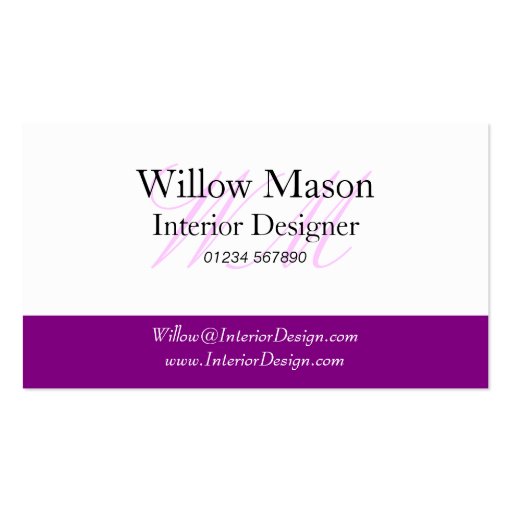 Purple & White Professional Business Card (front side)