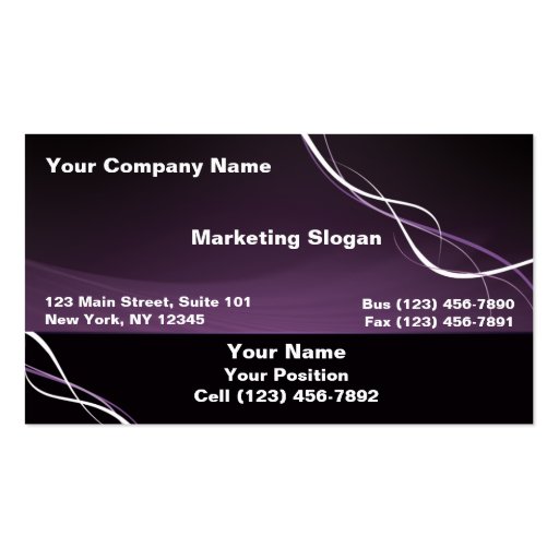 Purple White Ribbon Business Card Template (front side)