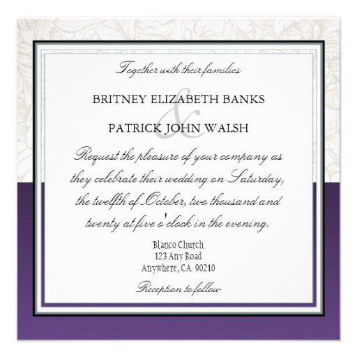 Purple White Silver Calla Lily Wedding Invitations