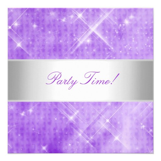 Purple White Silver Lights Party Invitations