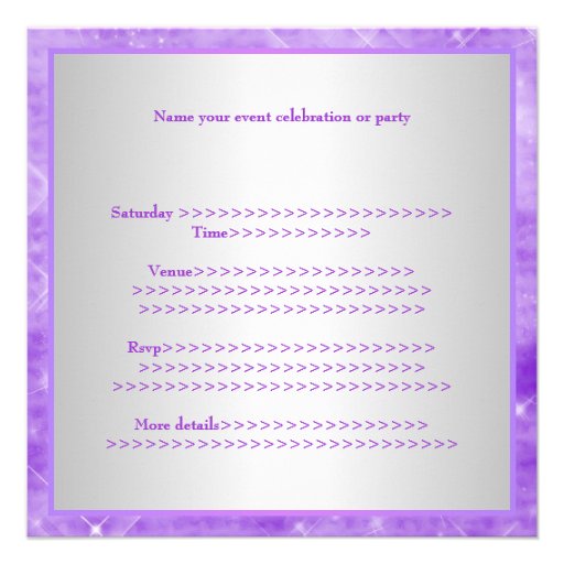 Purple White Silver Lights Party Invitations